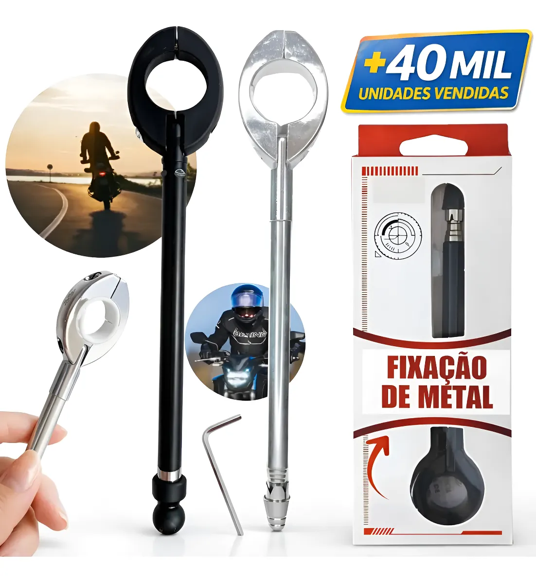 Antena Corta Pipa Antena De Moto com Estágios Inox
