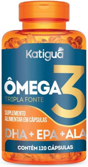 Katiguá, Ômega 3 Tripla Fonte, DHA + EPA + ALA, 1000mg, 120 Cápsulas Soft Gel • 30 doses
