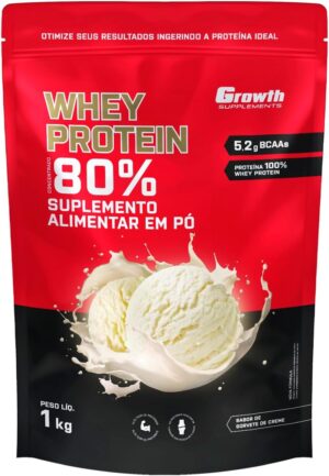 Growth Supplements - Whey Protein Concentrado 1kg Growth Supplements - Sorvete De Creme