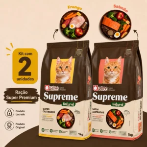 Kit com 2 Ração para Gatos Quatree Supreme Ração Gatos Castrados 1kg Controle de Pelo Nova Formula